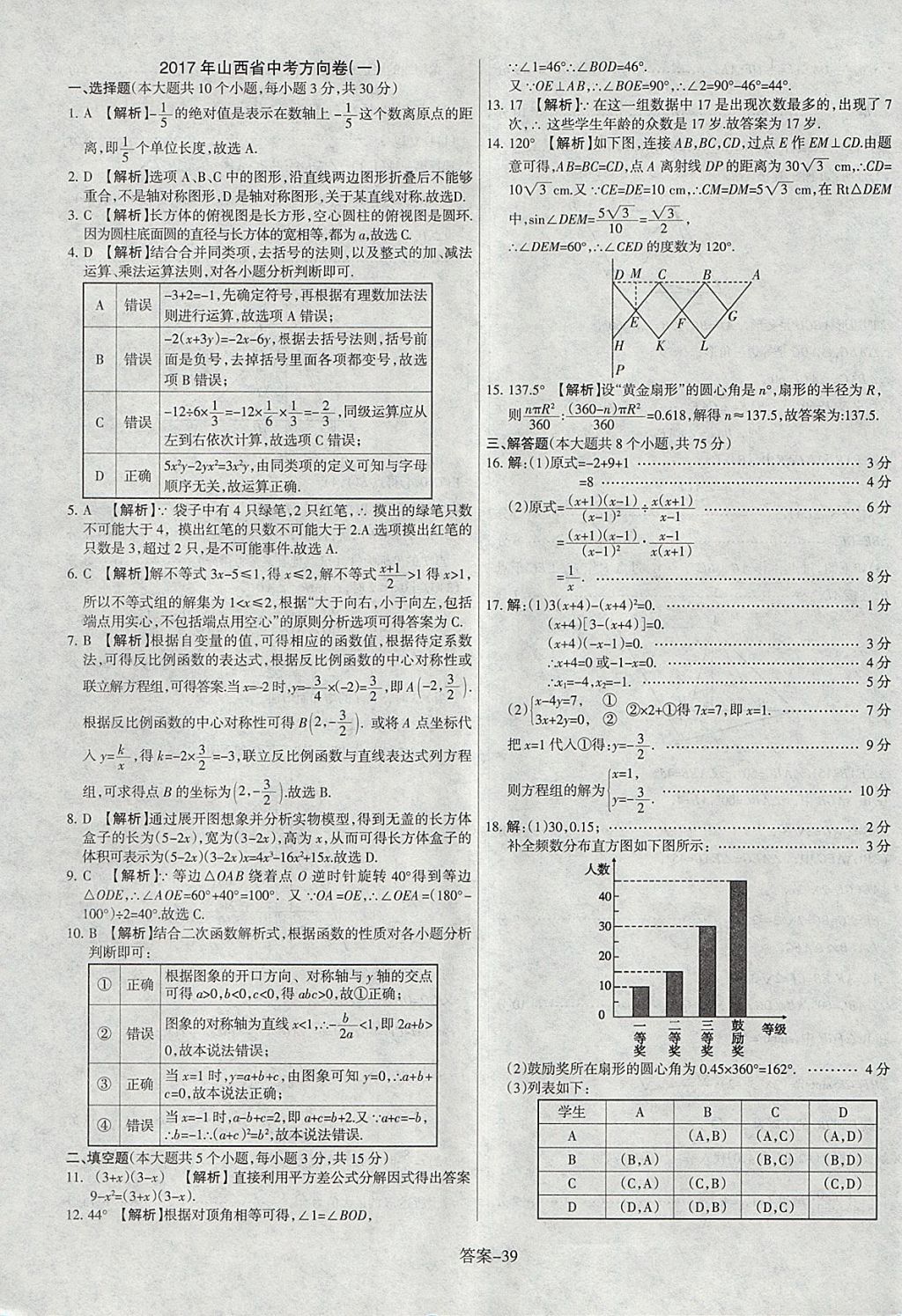 2018年山西中考權(quán)威試卷匯編數(shù)學(xué) 參考答案第39頁(yè)