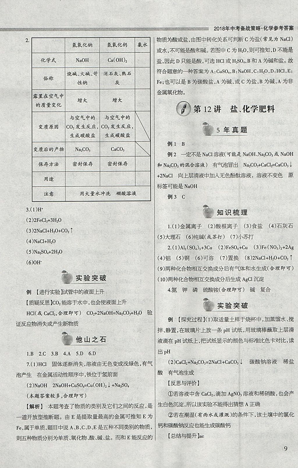 2018年山西學(xué)習(xí)報(bào)中考備戰(zhàn)化學(xué) 參考答案第9頁(yè)