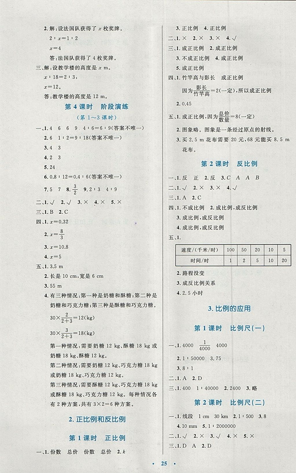 2018年小學同步測控優(yōu)化設計六年級數(shù)學下冊人教版 參考答案第5頁