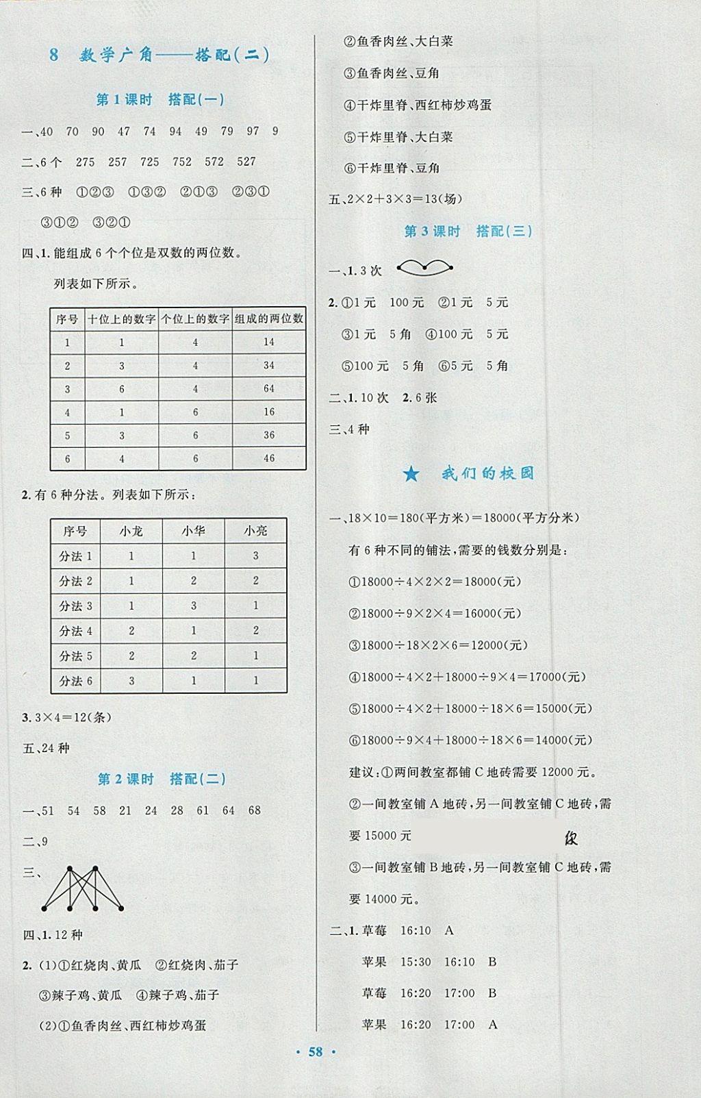 2018年小學(xué)同步測(cè)控優(yōu)化設(shè)計(jì)三年級(jí)數(shù)學(xué)下冊(cè)人教版增強(qiáng)版 參考答案第10頁