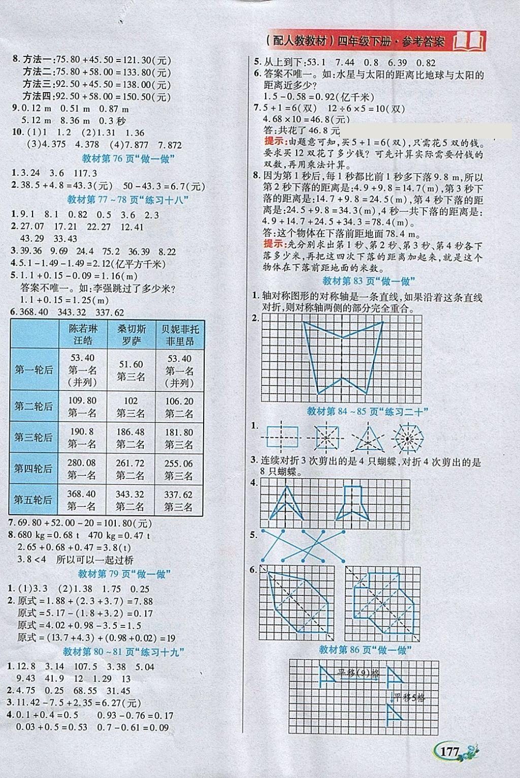 2018年教學(xué)大典四年級(jí)數(shù)學(xué)下冊(cè)人教版 參考答案第17頁