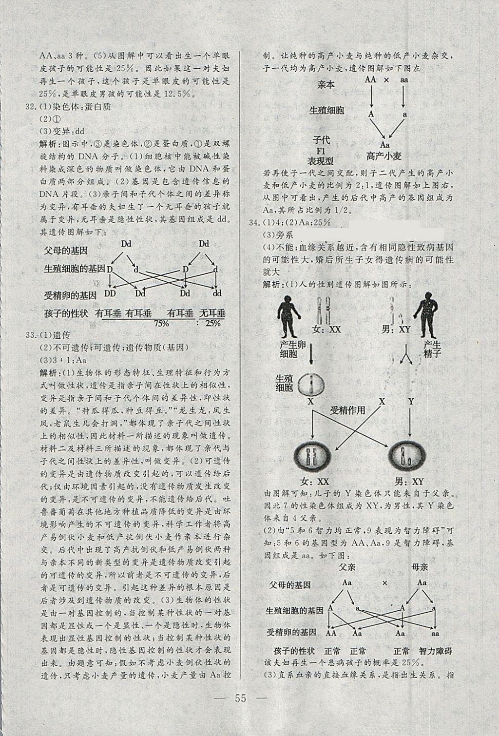 2018年中考一本通生物內(nèi)蒙古專版 參考答案第55頁