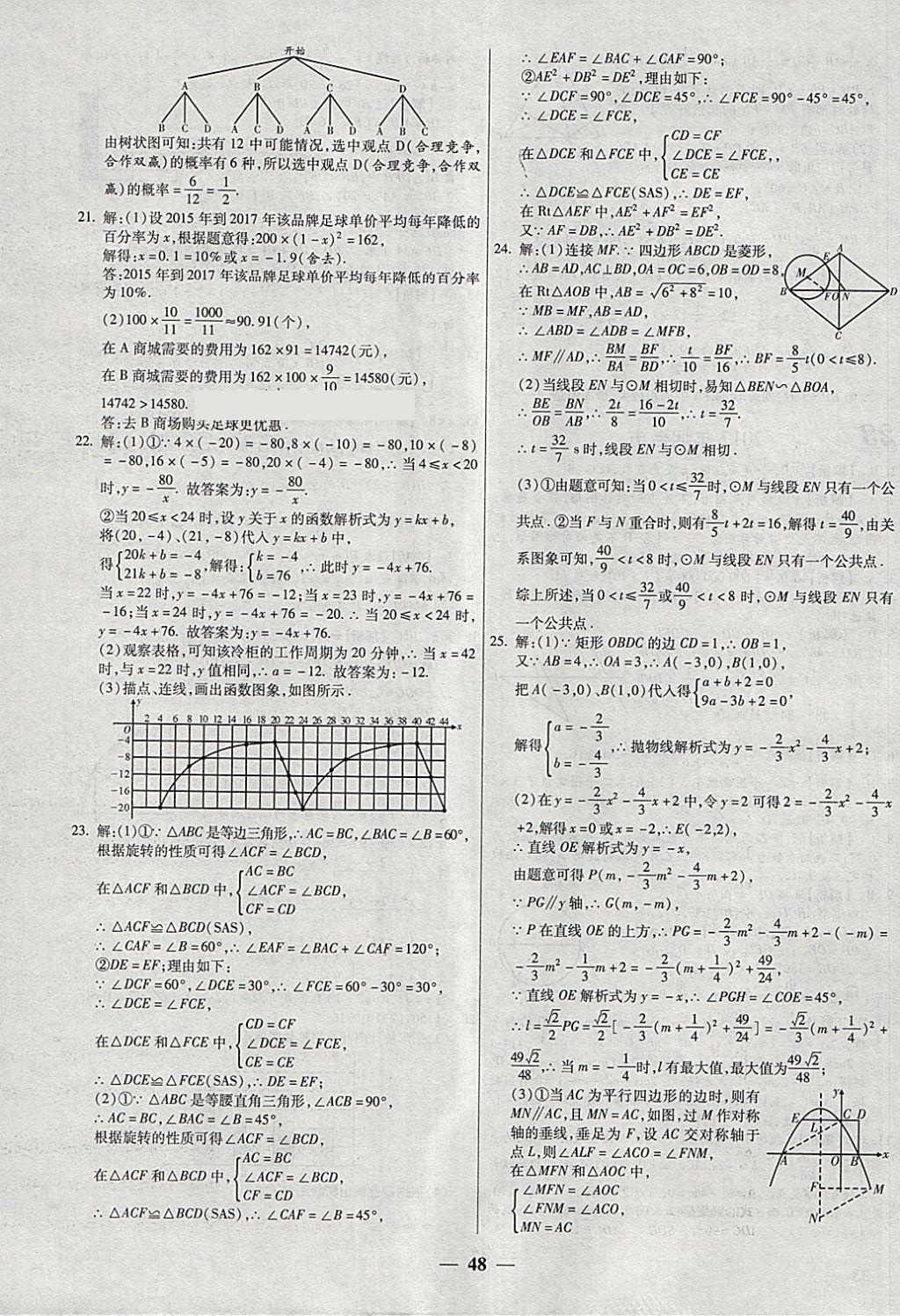 2018年中考試題薈萃及詳解精選40套數(shù)學(xué) 參考答案第48頁