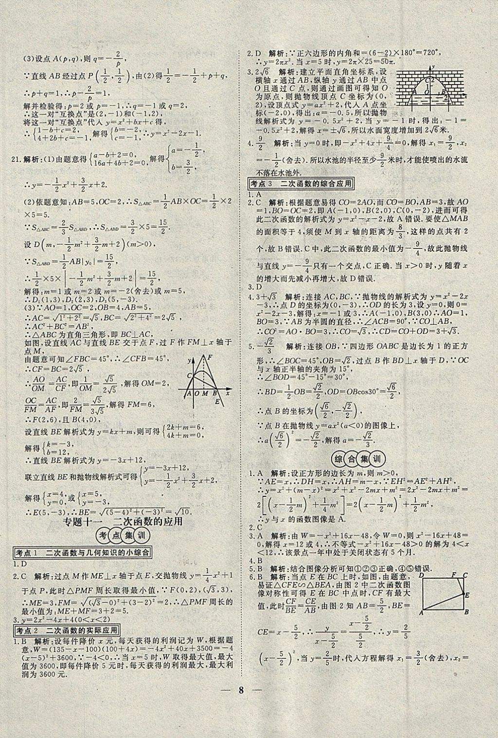 2018年中考試題專題訓(xùn)練數(shù)學(xué) 參考答案第8頁