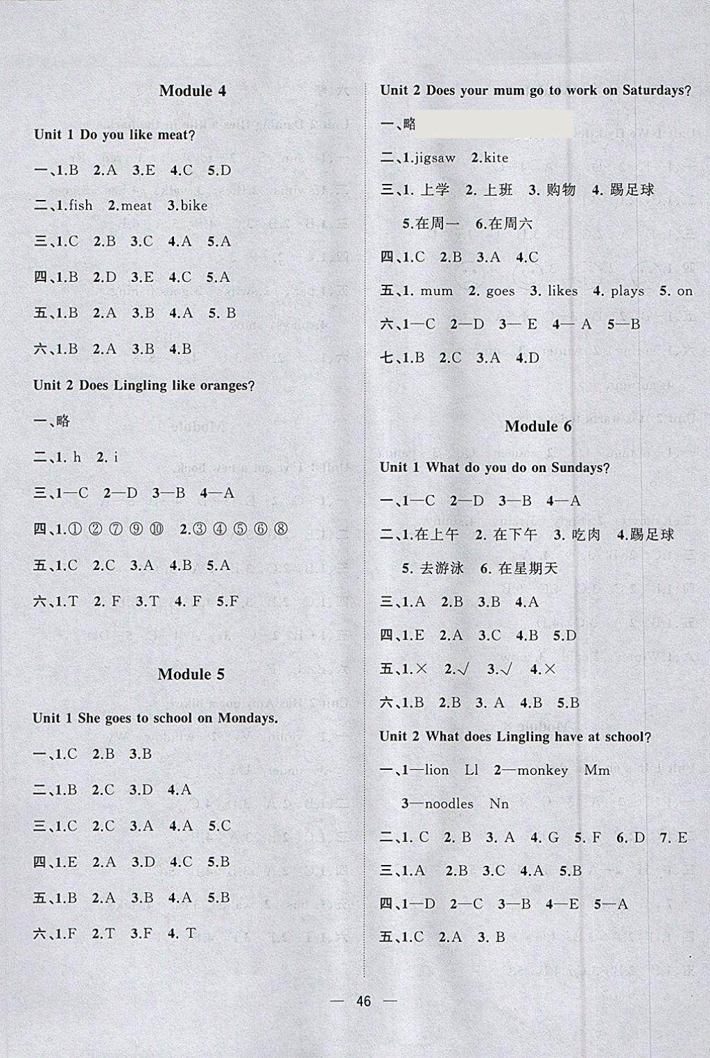 2018年課課優(yōu)課堂小作業(yè)三年級英語下冊外研版 參考答案第2頁