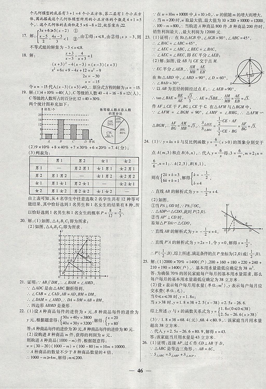 2018年中考试题荟萃及详解精选40套数学 参考答案第46页