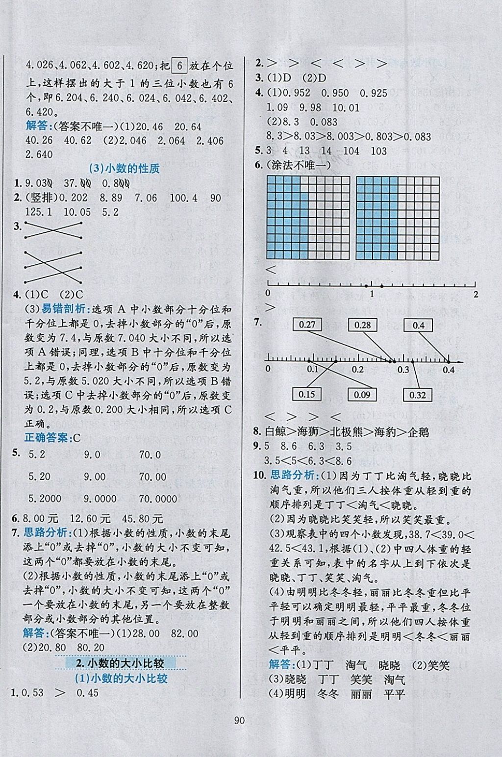 2018年小学教材全练四年级数学下册北京版 参考答案第2页