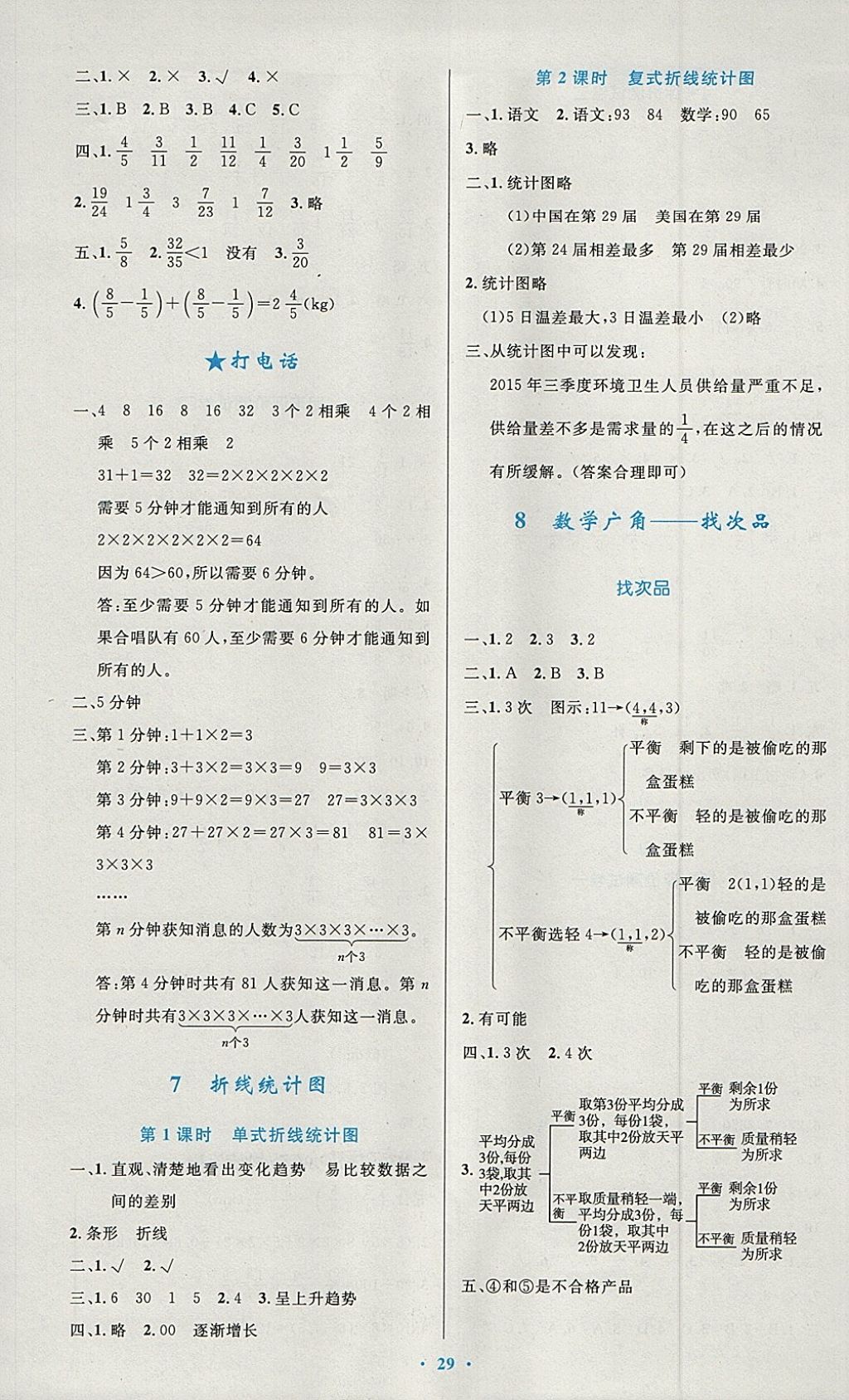 2018年小学同步测控优化设计五年级数学下册人教版 参考答案第9页