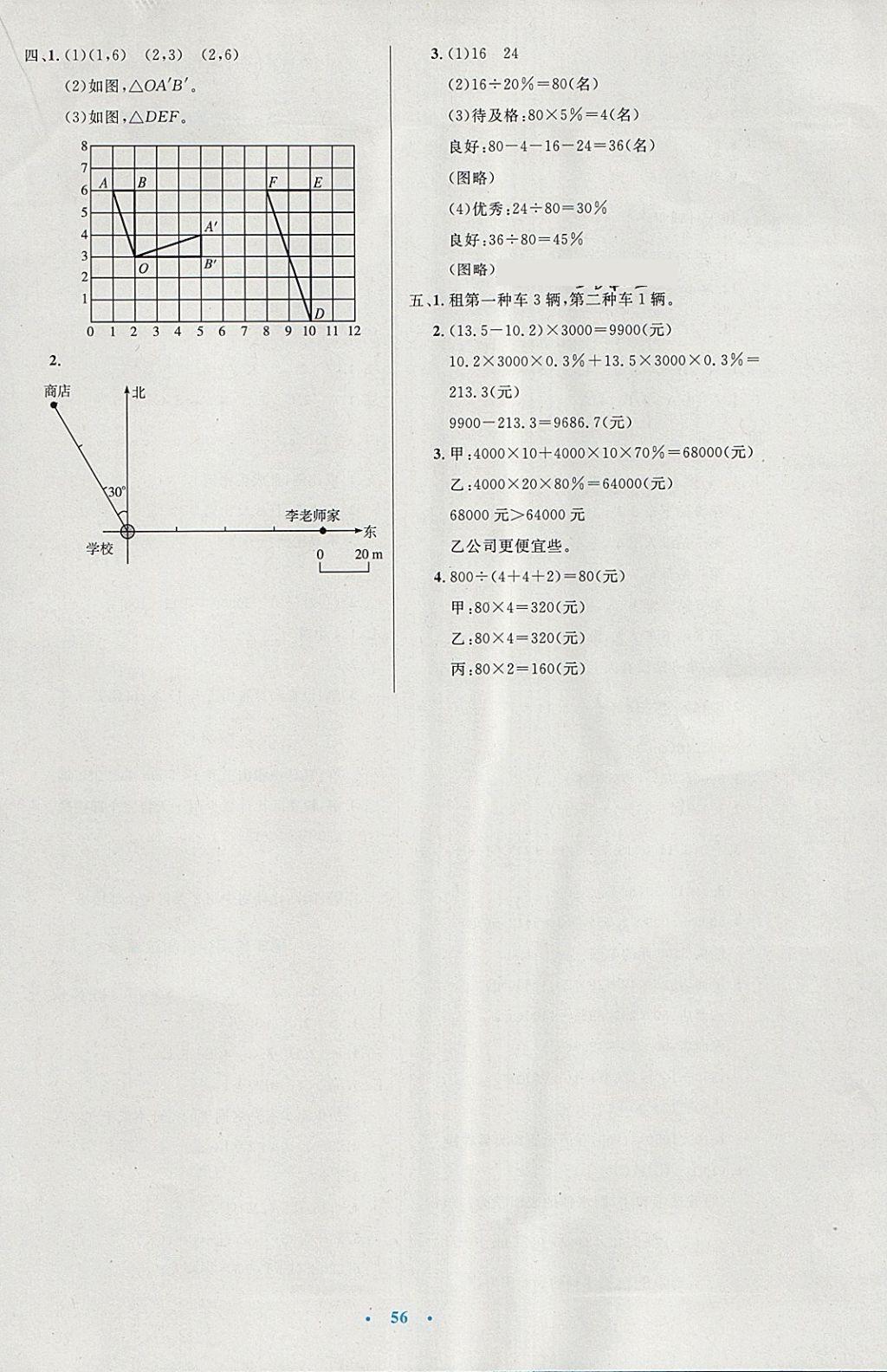 2018年小学同步测控优化设计六年级数学下册人教版增强版 参考答案第16页