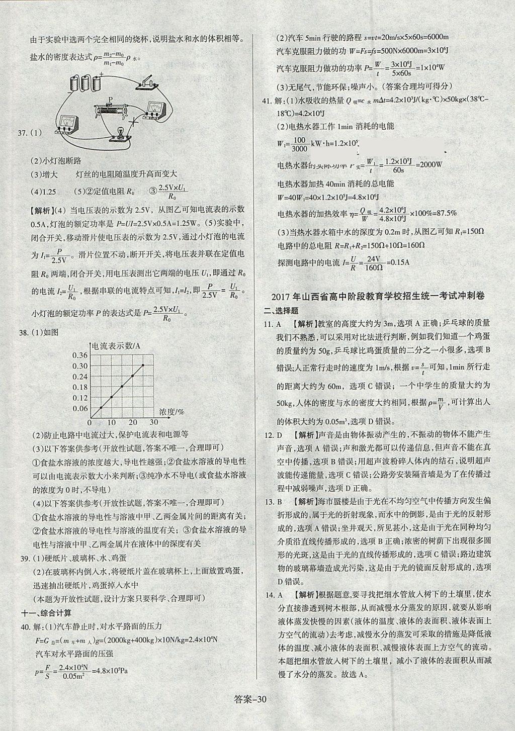 2018年山西中考權(quán)威試卷匯編物理 參考答案第30頁