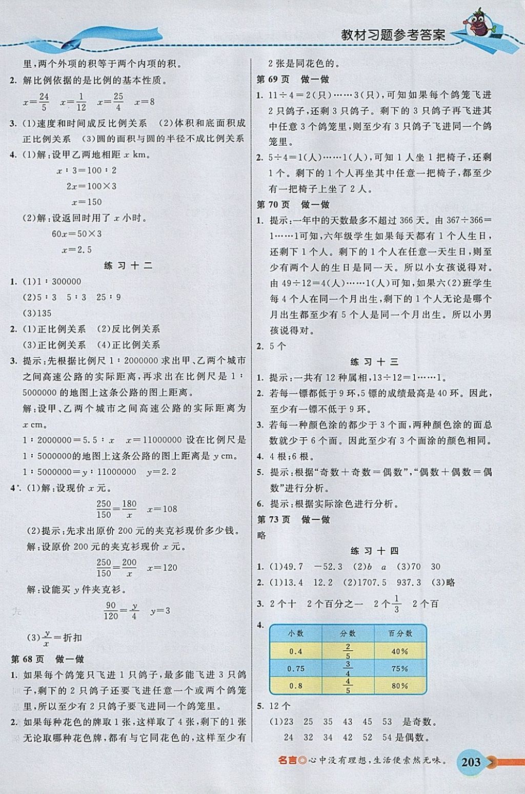 2018年五E課堂六年級(jí)數(shù)學(xué)下冊(cè)人教版 參考答案第20頁(yè)