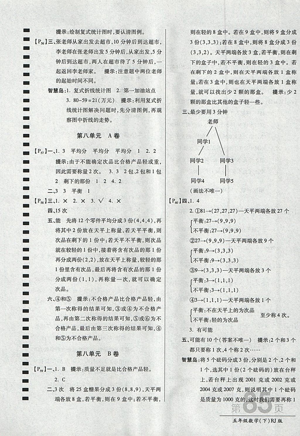 2018年最新AB卷五年級(jí)數(shù)學(xué)下冊(cè)人教版 參考答案第9頁(yè)