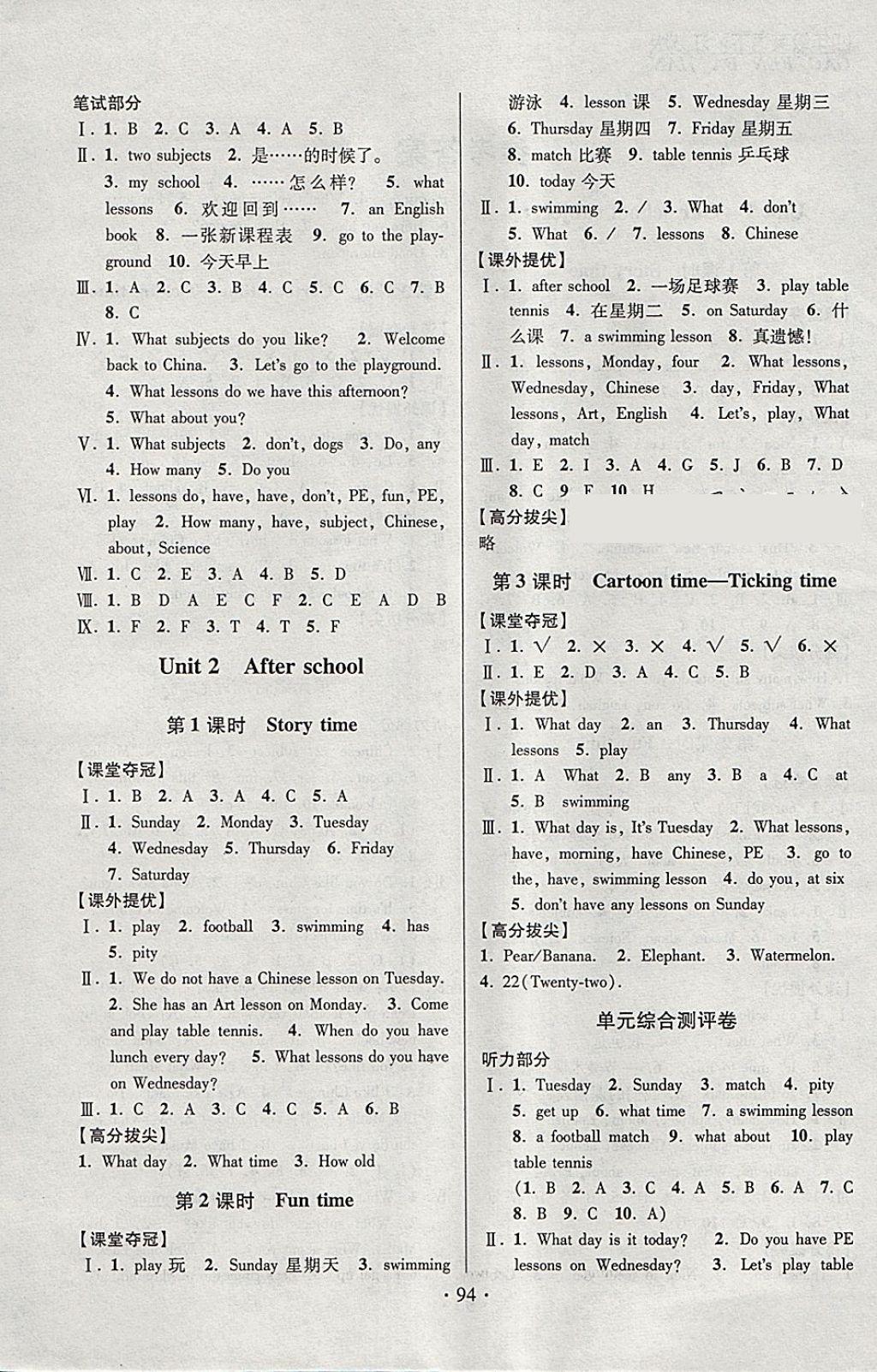 2018年高分拔尖提優(yōu)訓練四年級英語下冊江蘇版 第2頁