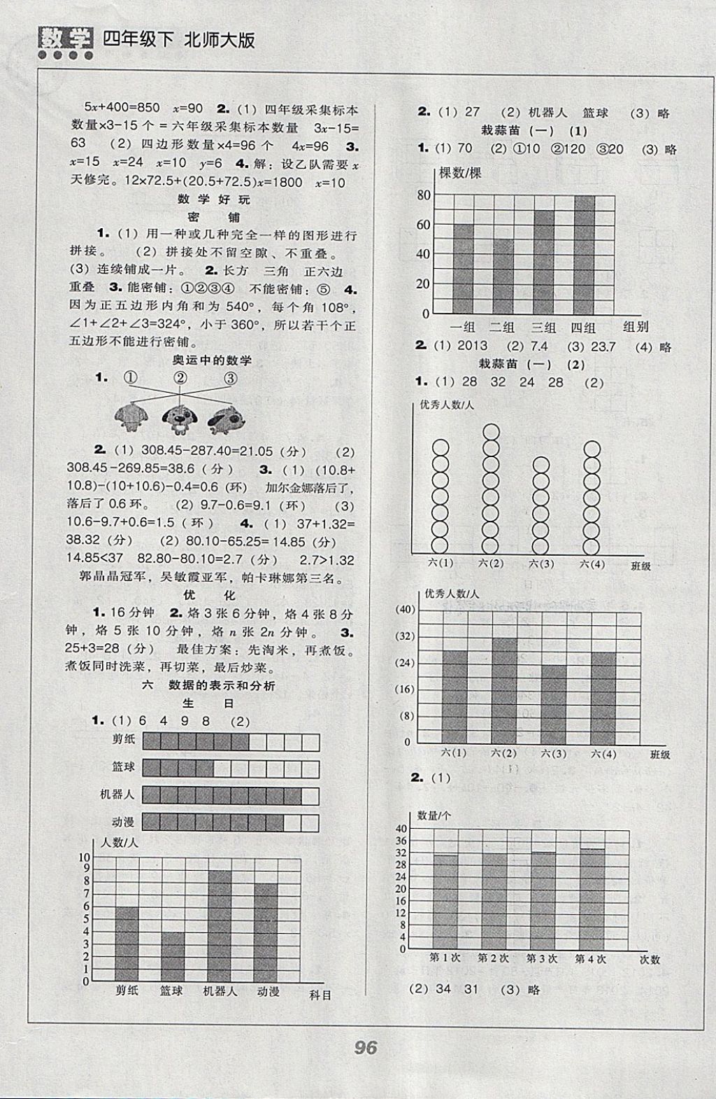 2018年新课程能力培养四年级数学下册北师大版 参考答案第6页