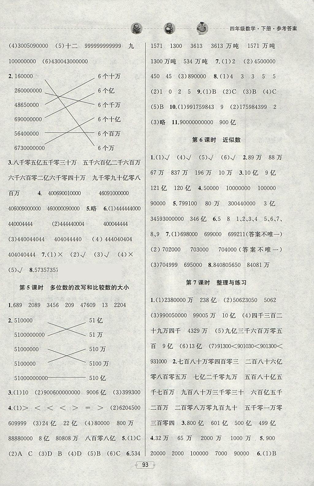 2018年金鑰匙提優(yōu)訓練課課練四年級數(shù)學下冊江蘇版 第3頁