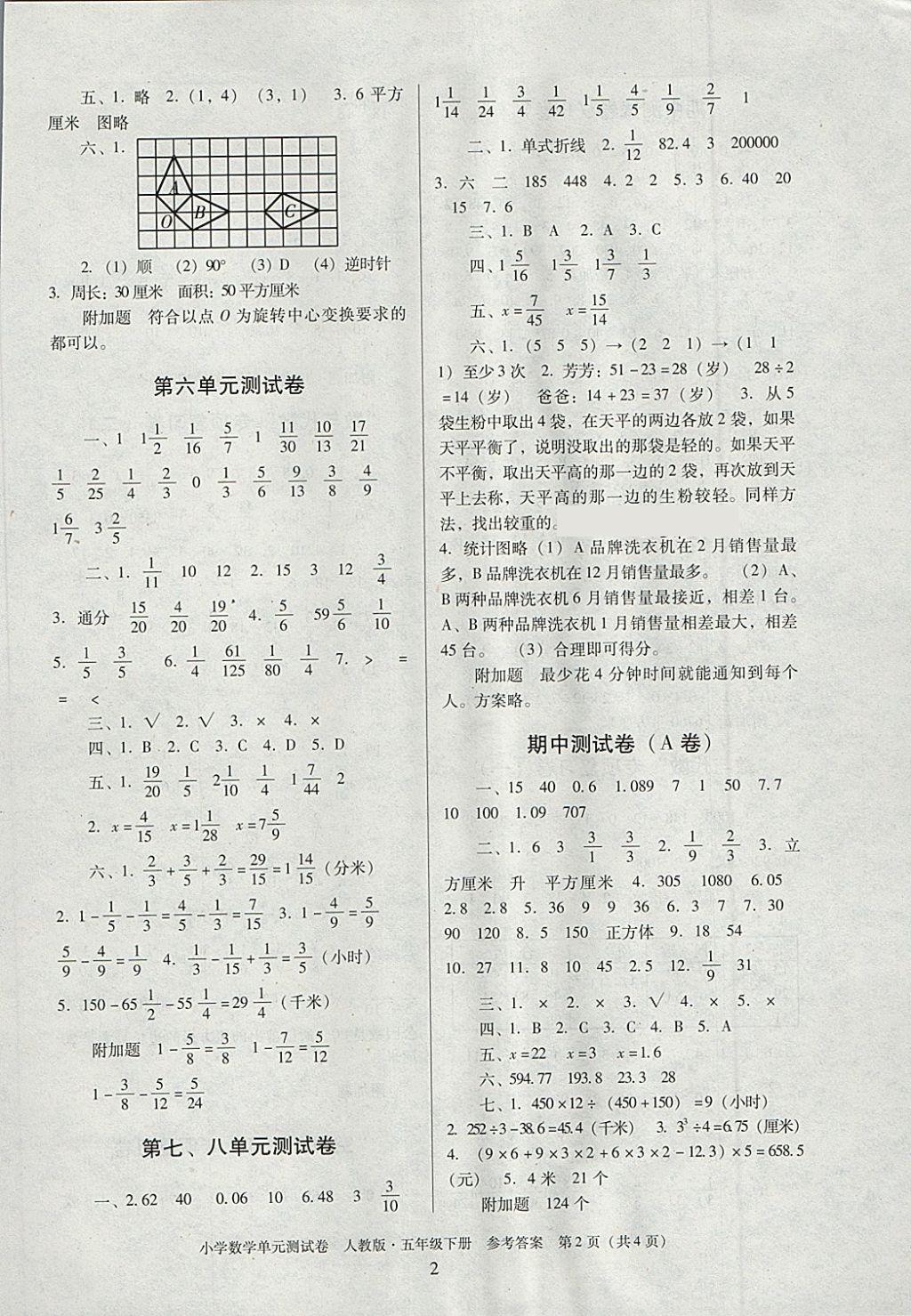 2018年單元測試卷小學(xué)數(shù)學(xué)五年級下冊人教版廣東人民出版社 第2頁