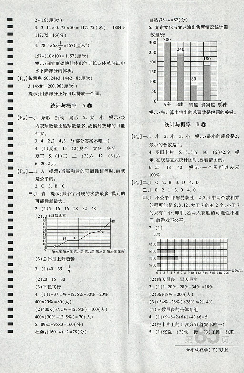 2018年最新AB卷六年级数学下册人教版 参考答案第9页