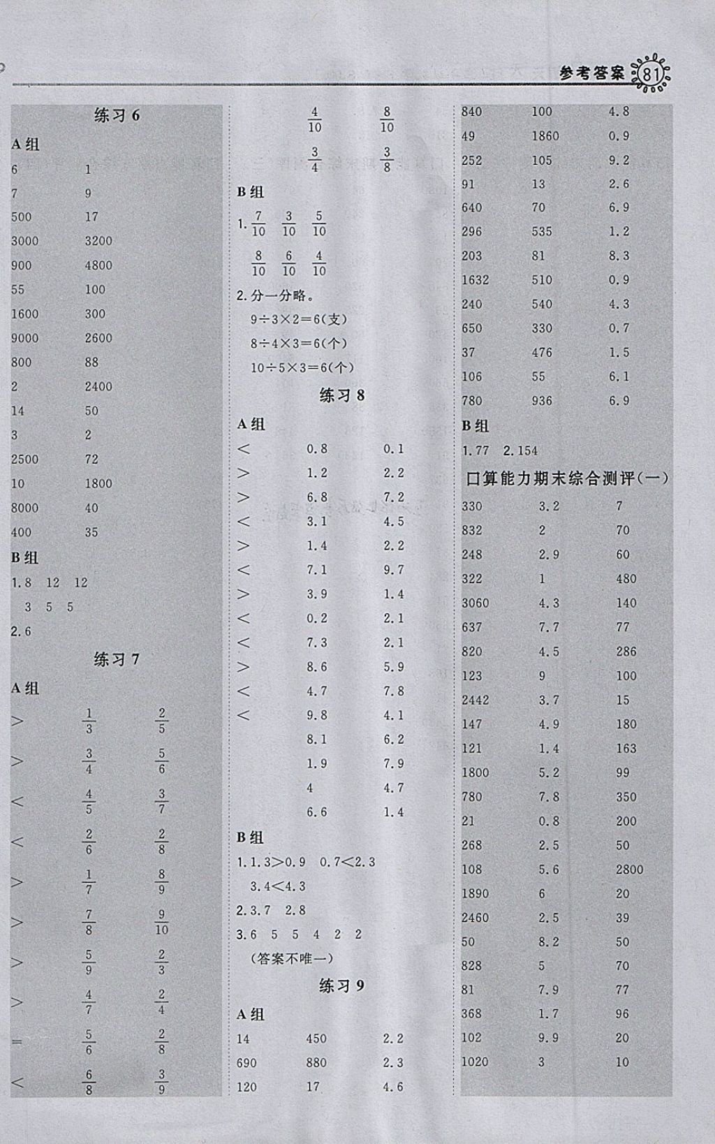 2018年星級(jí)口算天天練三年級(jí)數(shù)學(xué)下冊(cè)蘇教版 參考答案第13頁(yè)