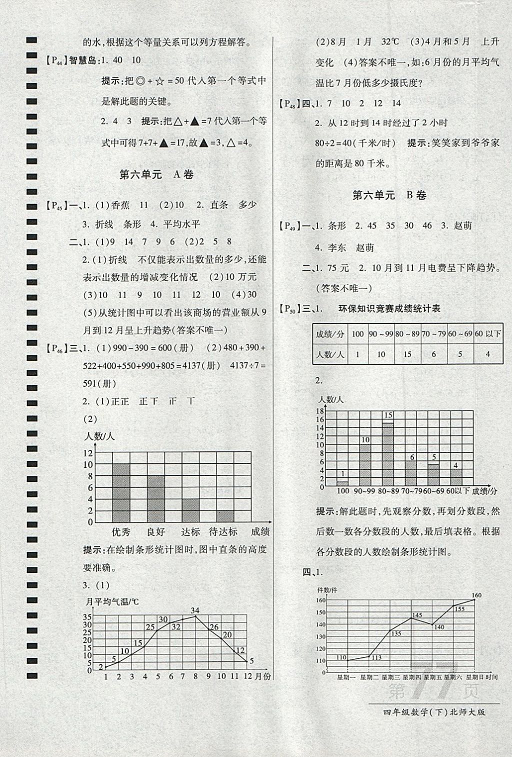 2018年最新AB卷四年級數(shù)學下冊北師大版 參考答案第9頁