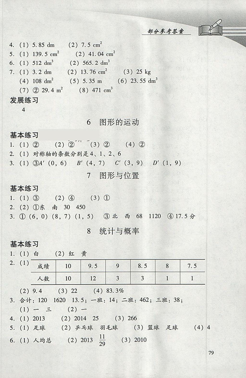 2018年学习探究诊断小学数学六年级下册人教版 参考答案第10页