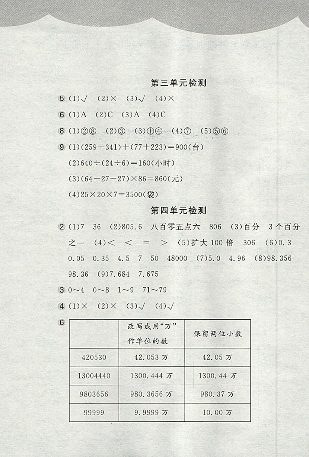 2018年新編基礎(chǔ)訓(xùn)練四年級(jí)數(shù)學(xué)下冊(cè)人教版 參考答案第9頁