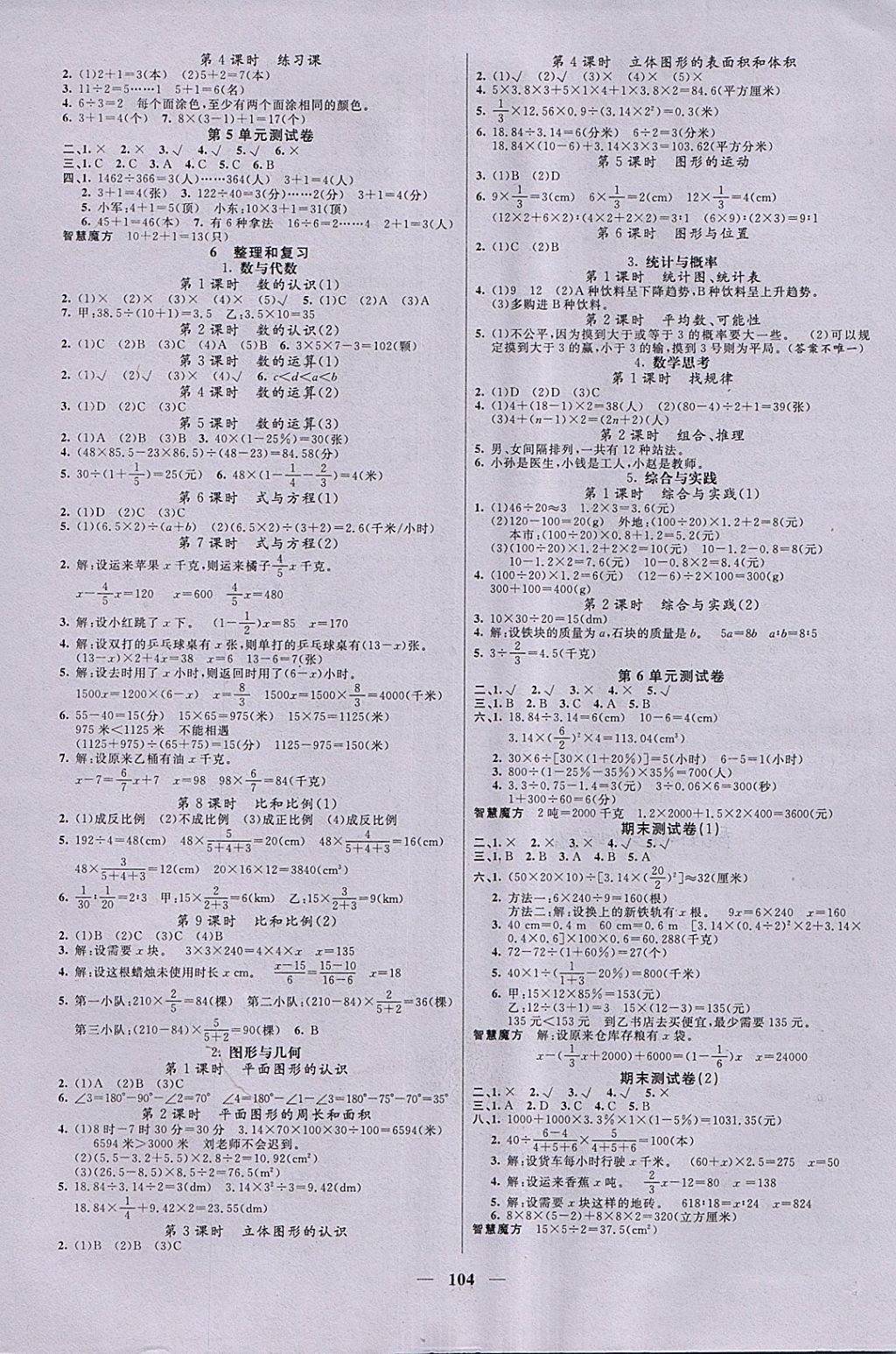 2018年智慧樹(shù)同步講練測(cè)六年級(jí)數(shù)學(xué)下冊(cè)人教版 參考答案第3頁(yè)