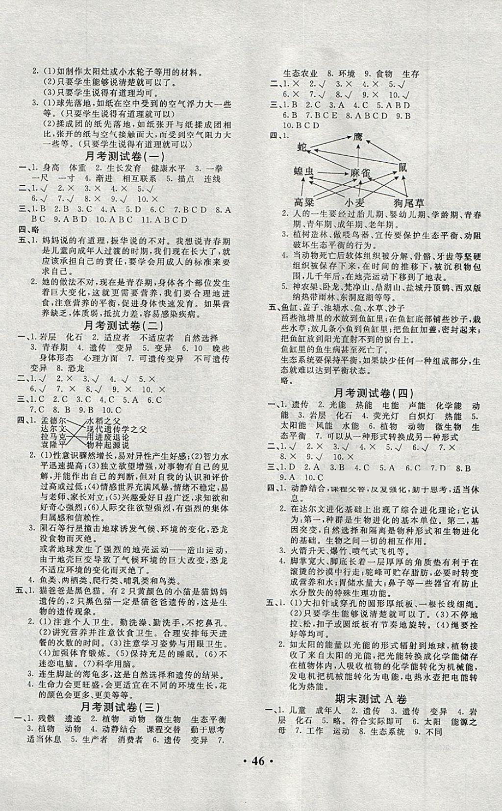 2018年百分金卷六年級科學(xué)下冊蘇教版 第2頁