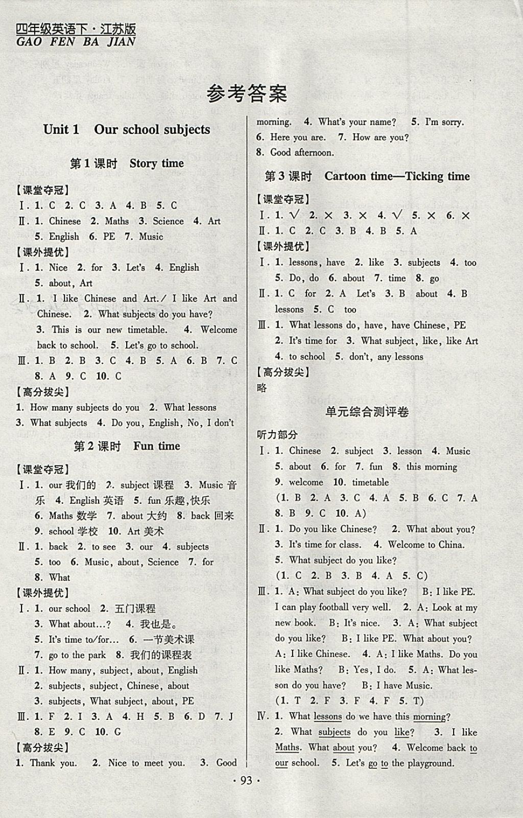 2018年高分拔尖提優(yōu)訓(xùn)練四年級(jí)英語(yǔ)下冊(cè)江蘇版 第1頁(yè)