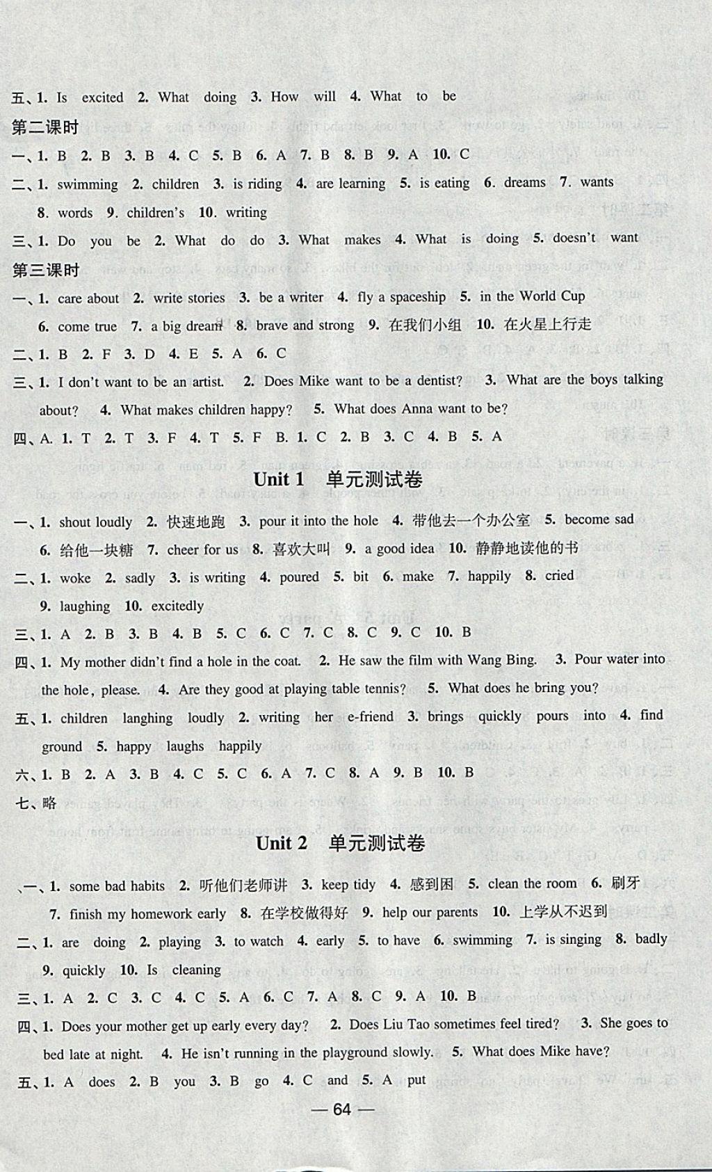 2018年随堂练1加2课课练单元卷六年级英语下册江苏版 第16页