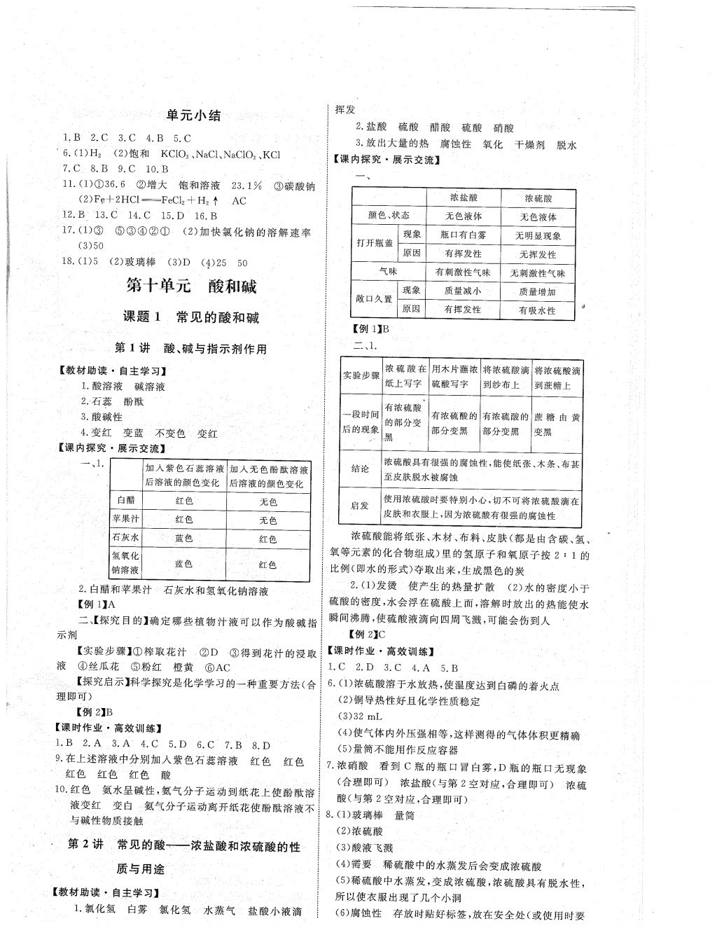 2018年能力培养与测试九年级化学下册人教版 参考答案第10页