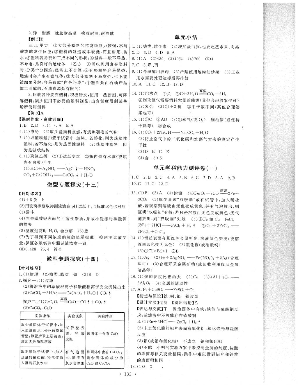 2018年能力培養(yǎng)與測試九年級化學(xué)下冊人教版 參考答案第20頁