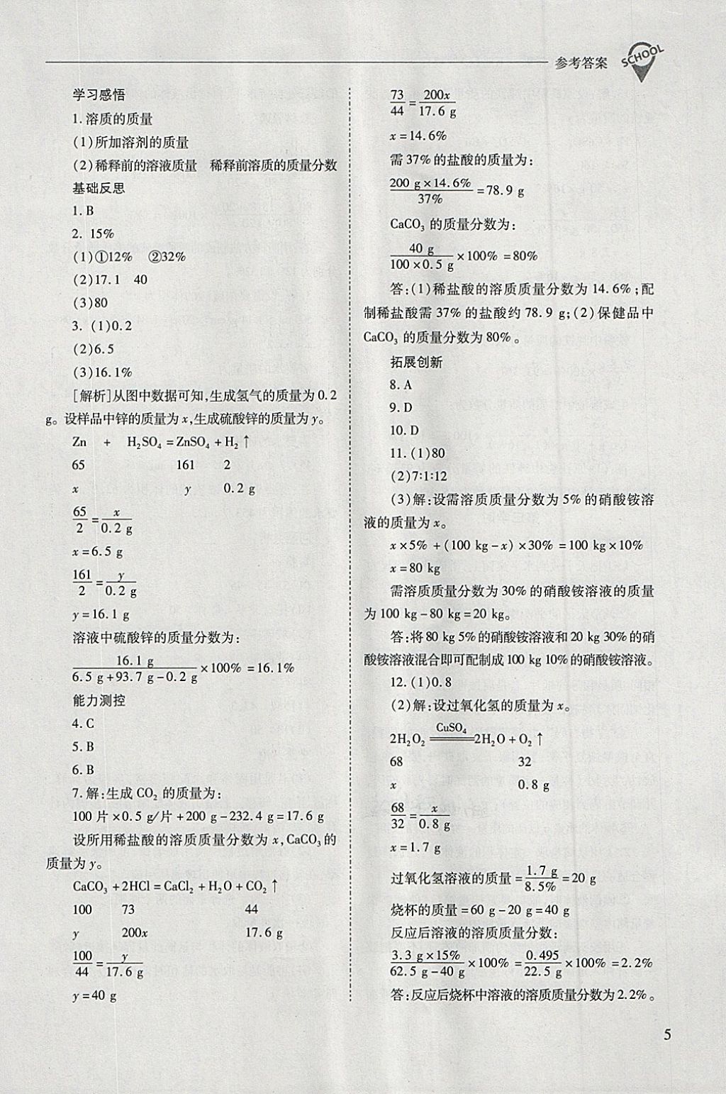 2018年新课程问题解决导学方案九年级化学下册沪教版 第5页