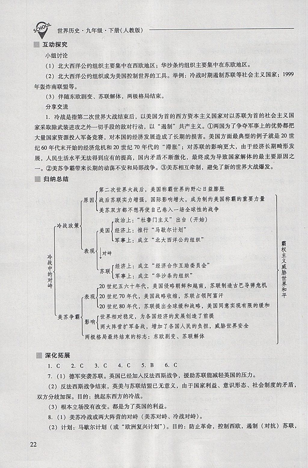 2018年新课程问题解决导学方案九年级世界历史下册人教版 第22页