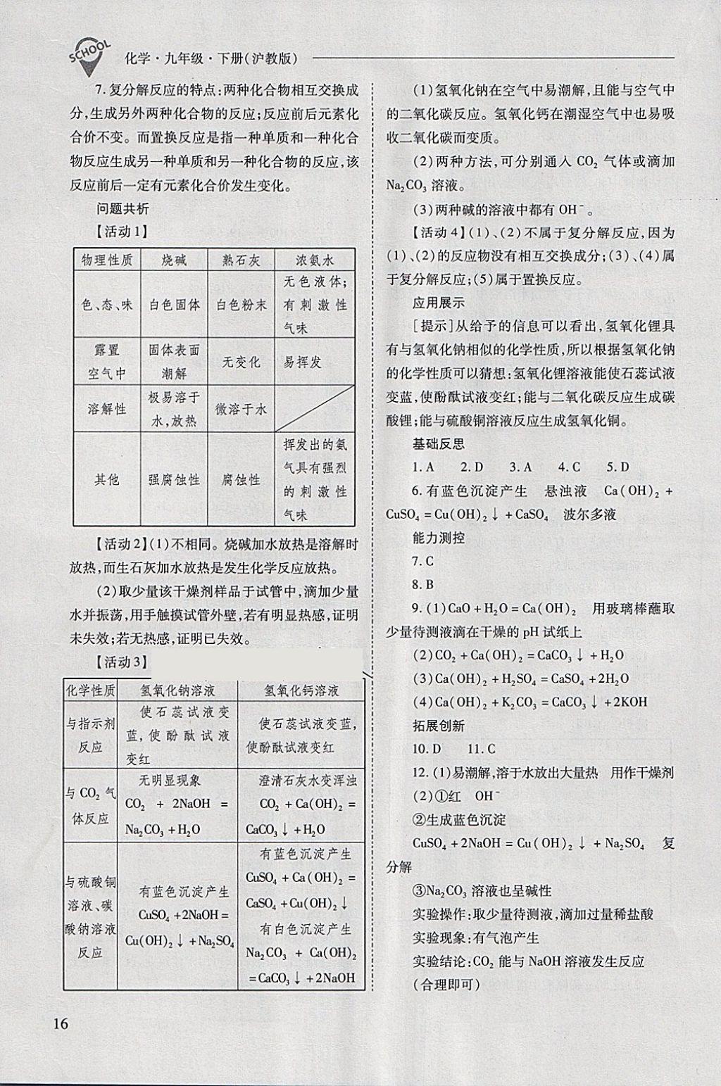 2018年新課程問題解決導(dǎo)學(xué)方案九年級化學(xué)下冊滬教版 第16頁