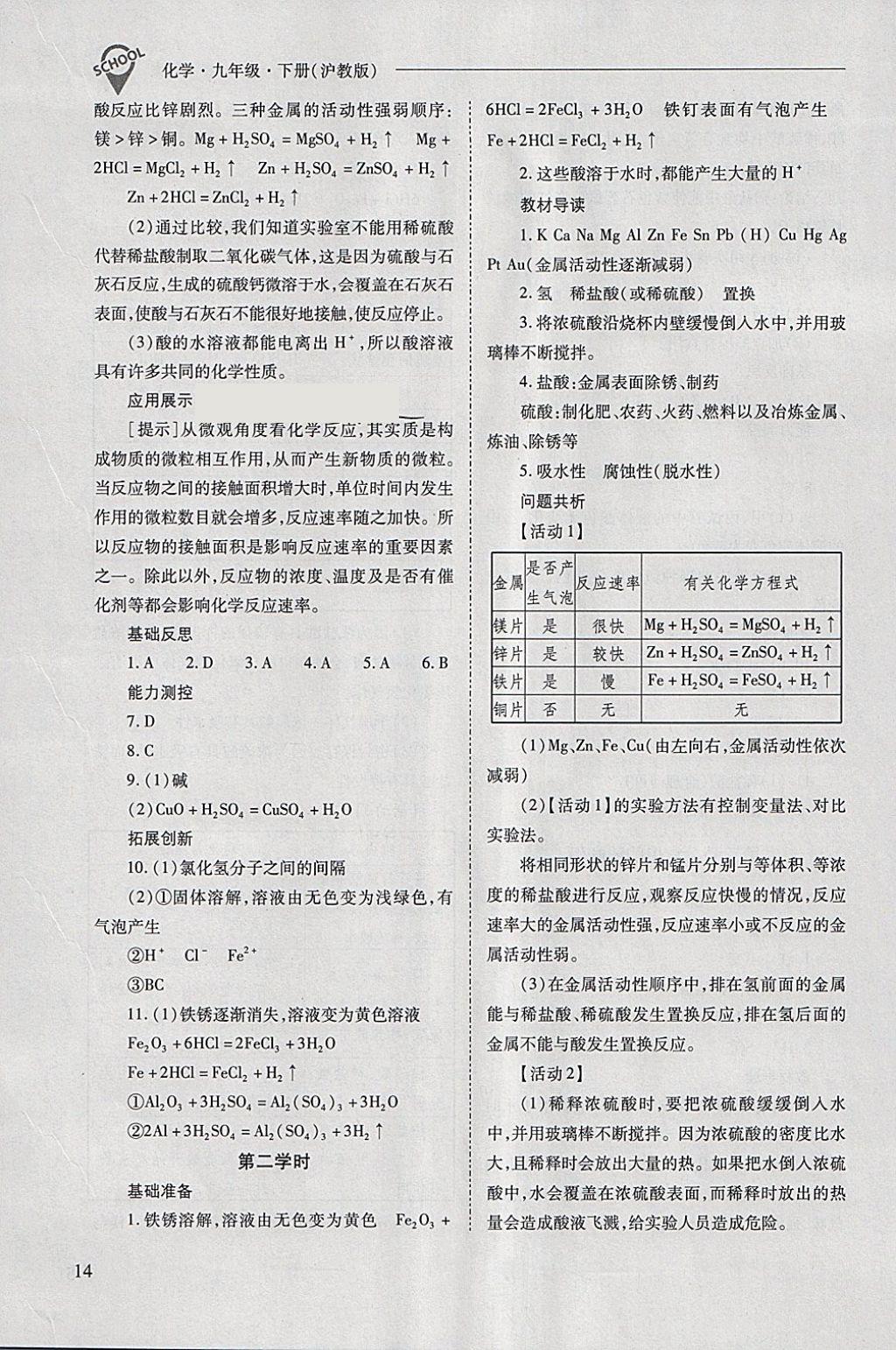 2018年新課程問題解決導(dǎo)學(xué)方案九年級化學(xué)下冊滬教版 第14頁