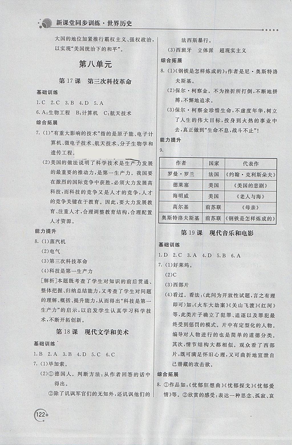 2018年新課堂同步訓練九年級世界歷史下冊人教版 第14頁