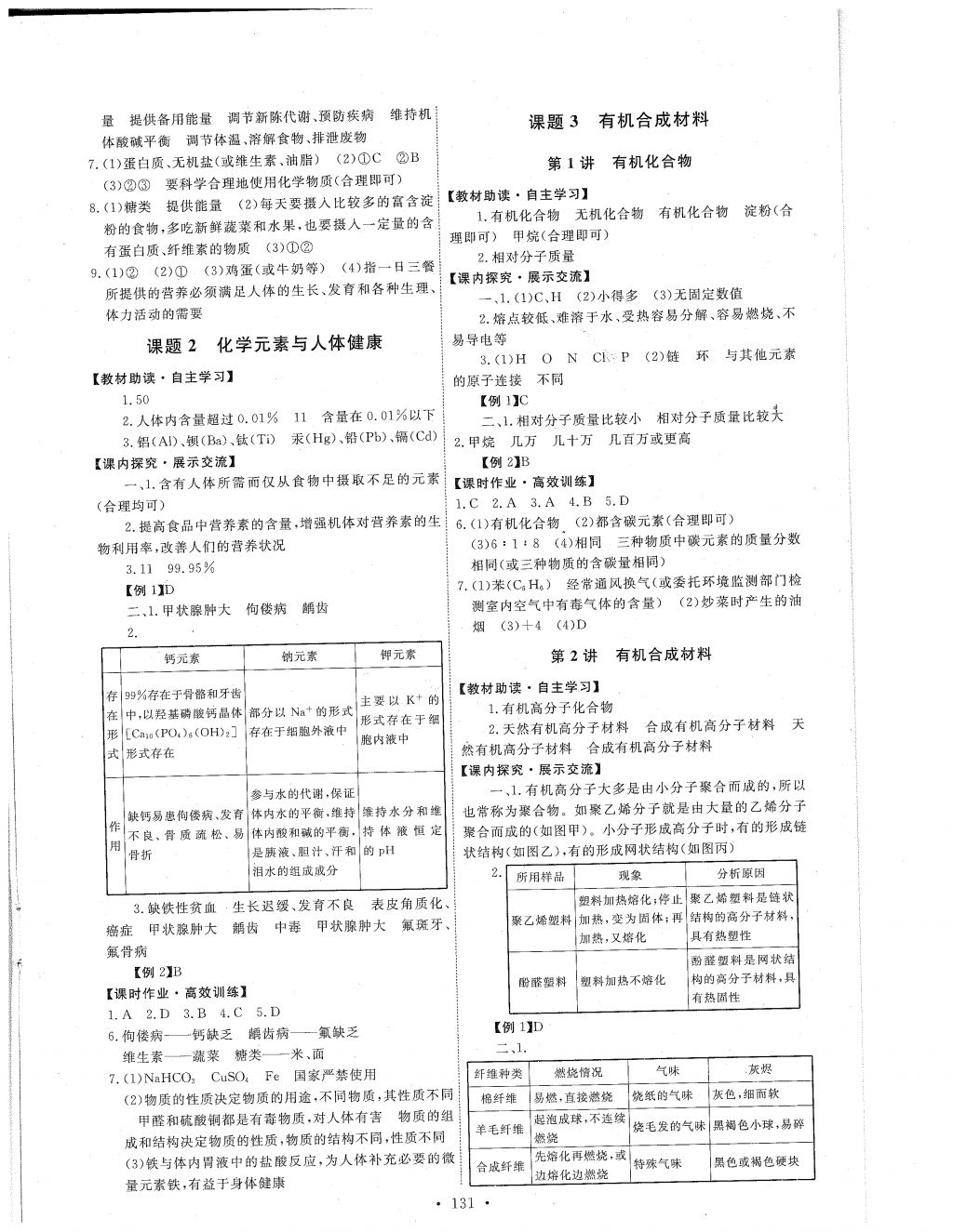 2018年能力培养与测试九年级化学下册人教版 参考答案第19页