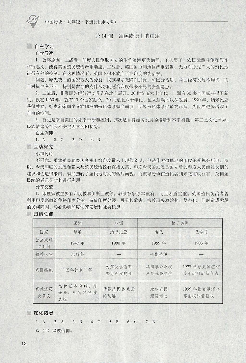 2018年新課程問(wèn)題解決導(dǎo)學(xué)方案九年級(jí)歷史下冊(cè)北師大版 第18頁(yè)