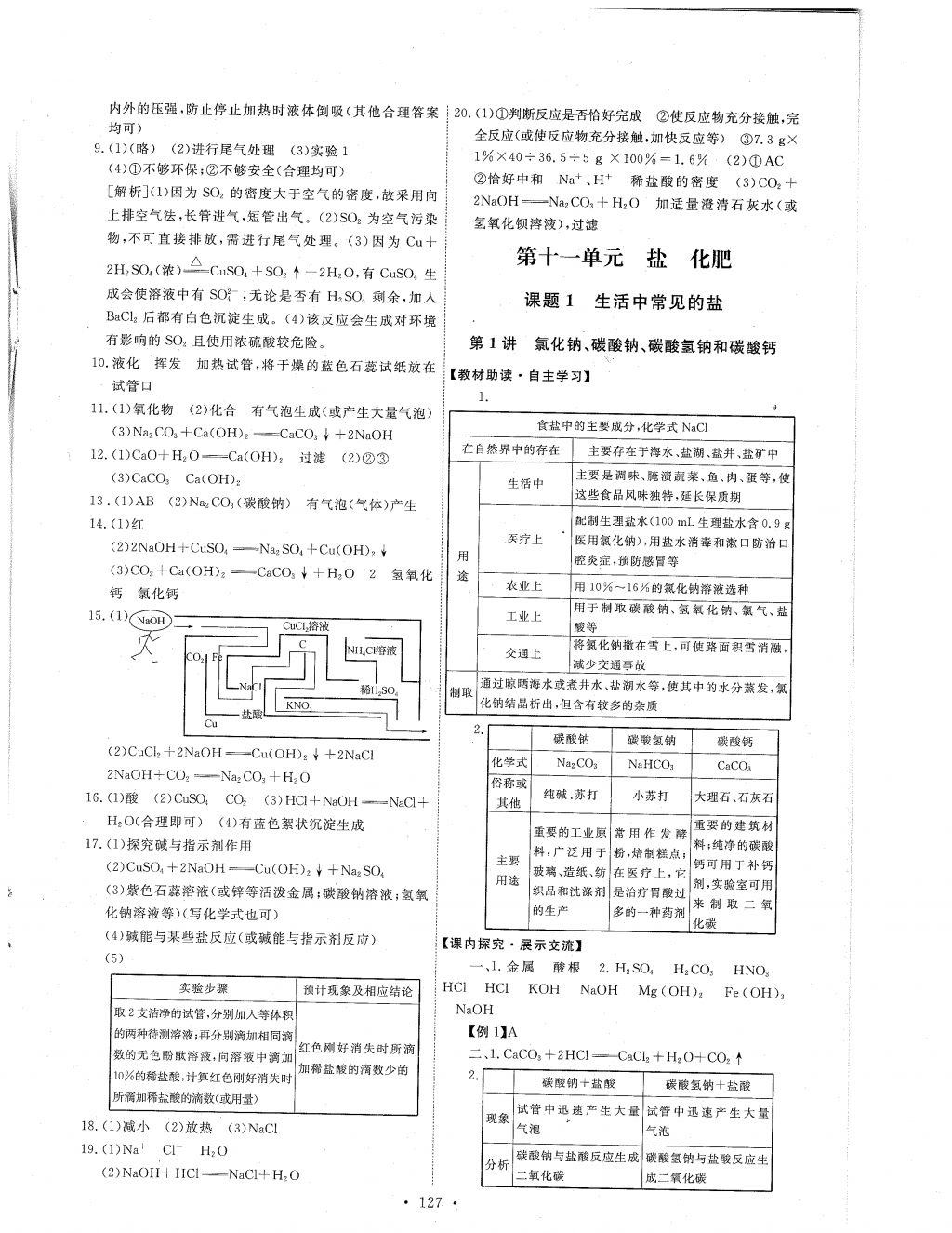 2018年能力培养与测试九年级化学下册人教版 参考答案第14页