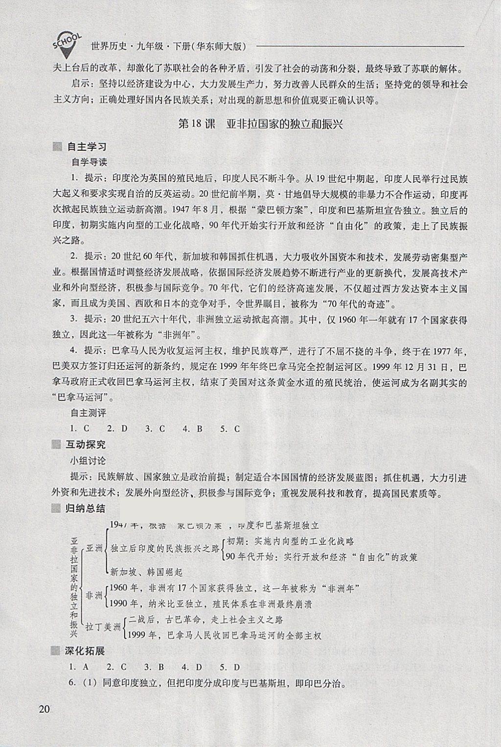 2018年新课程问题解决导学方案九年级世界历史下册华东师大版 第20页