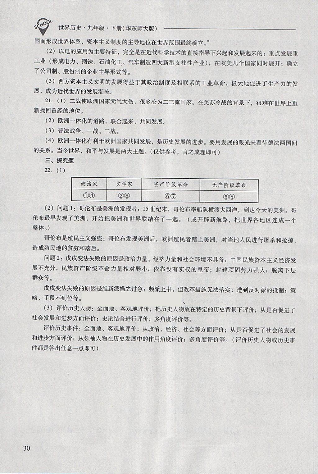 2018年新课程问题解决导学方案九年级世界历史下册华东师大版 第30页