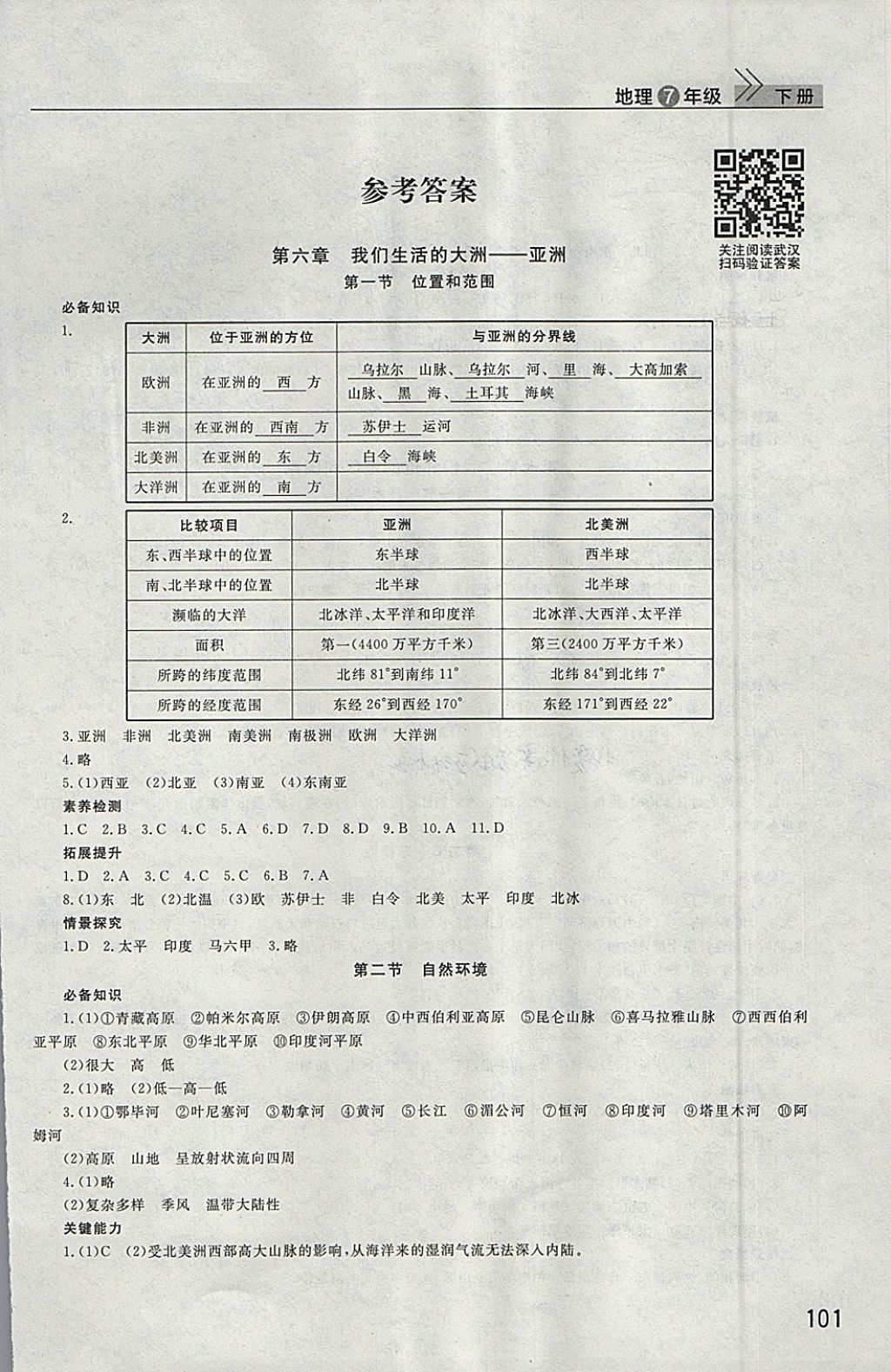 2018年長(zhǎng)江作業(yè)本課堂作業(yè)七年級(jí)地理下冊(cè) 第1頁(yè)