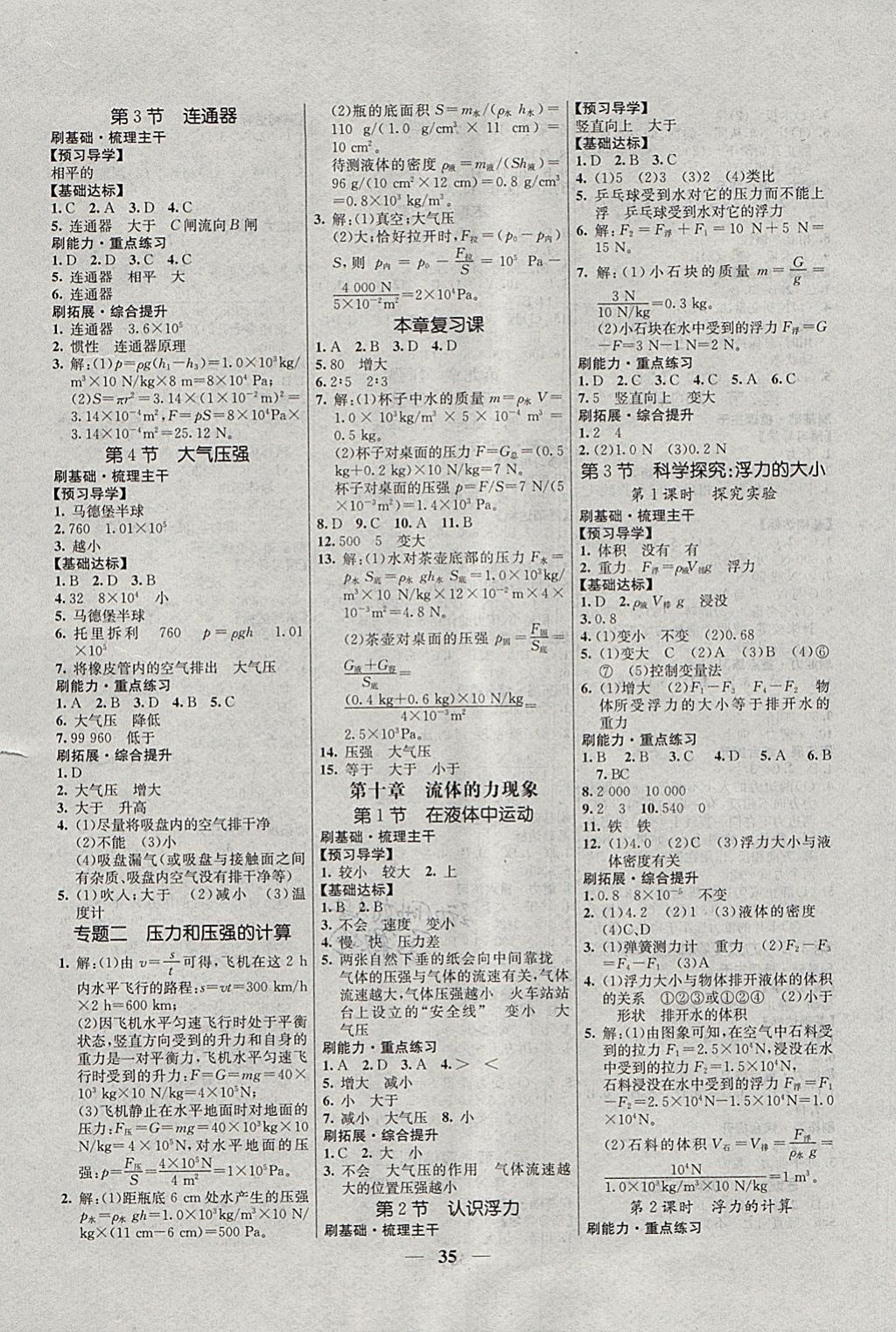 2018年優(yōu)化課堂必備滿分特訓(xùn)方案試題研究八年級物理下冊教科版 參考答案第3頁