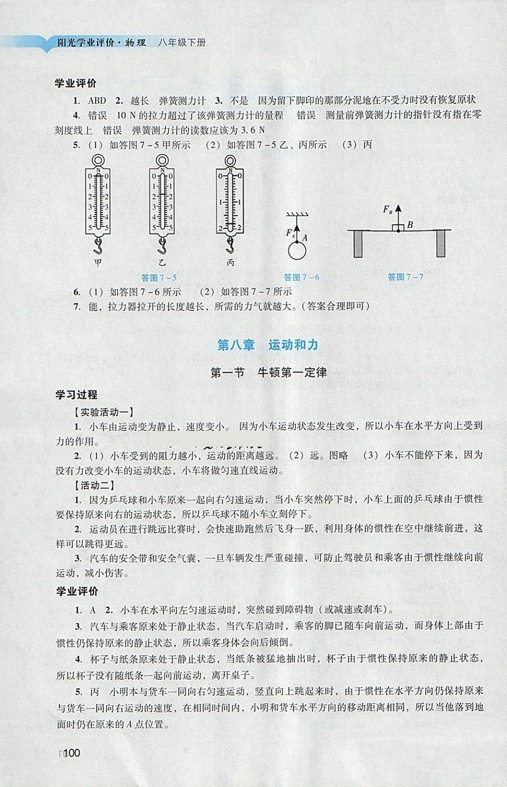 2018年阳光学业评价八年级物理下册人教版 第2页