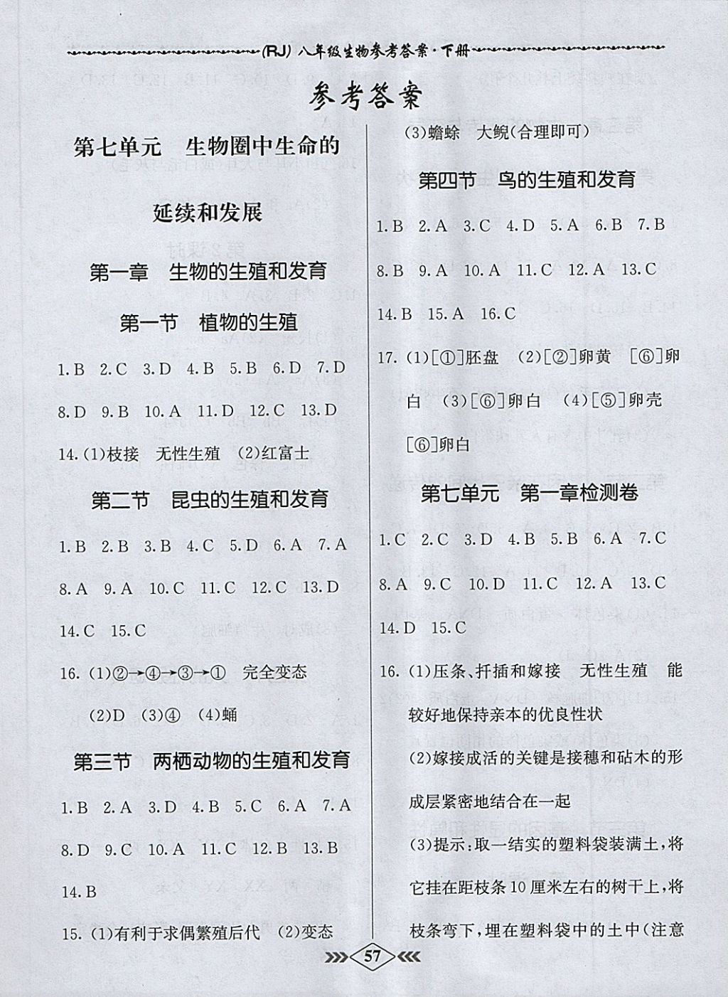 2018年名校學(xué)案課課小考卷課堂10分鐘八年級生物下冊人教版 第1頁