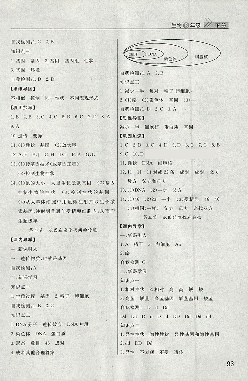 2018年长江作业本课堂作业八年级生物下册 第3页