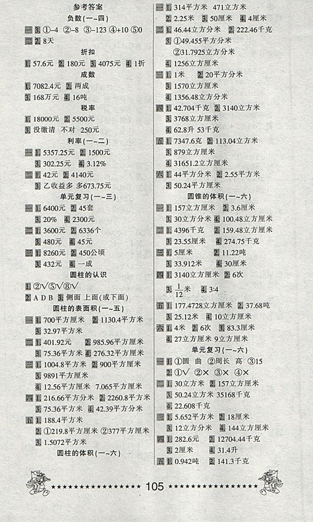 2018年一天一頁每日6分鐘應(yīng)用題天天練六年級下冊 參考答案第1頁