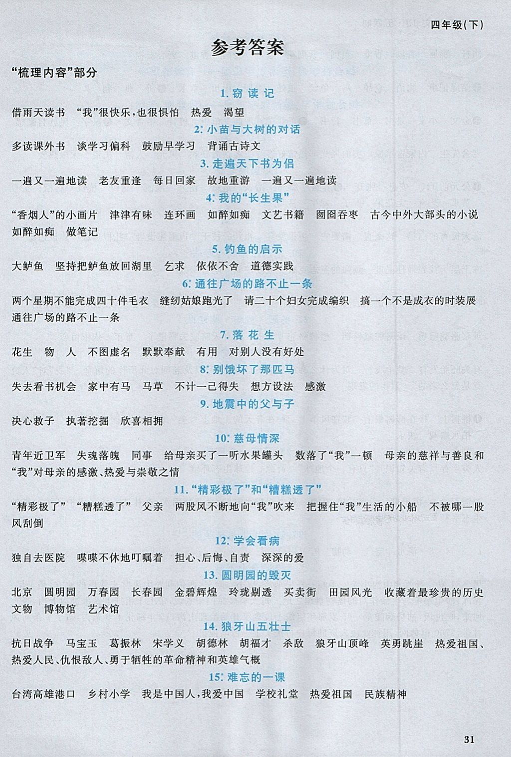 2018年陽(yáng)光同學(xué)課時(shí)優(yōu)化作業(yè)四年級(jí)語(yǔ)文下冊(cè)魯教版五四制山東專版 第9頁(yè)