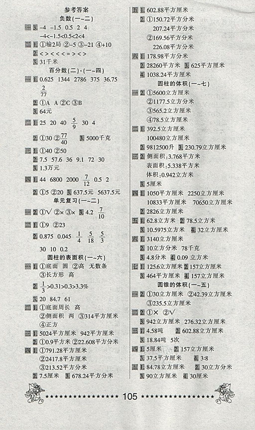 2018年一天一頁每日6分鐘計(jì)算天天練六年級下冊 第1頁