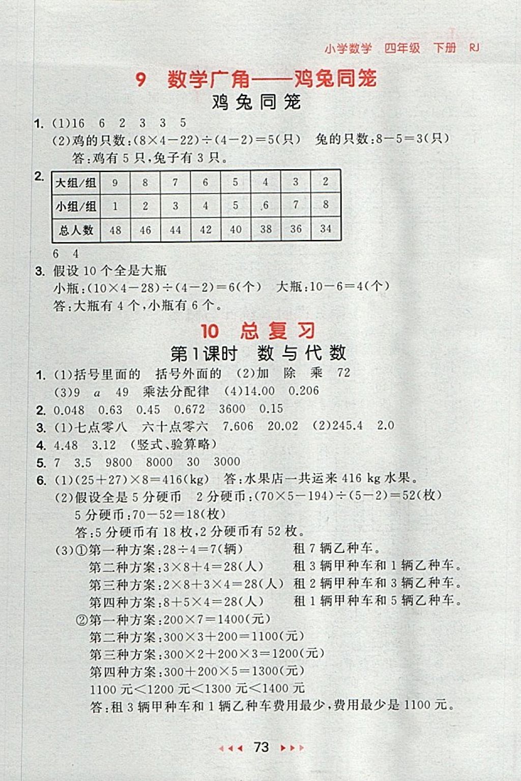 2018年53隨堂測小學(xué)數(shù)學(xué)四年級下冊人教版 第15頁